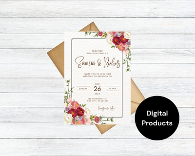 Wedding Invitation Card with attractive design canva invitation card wedding card