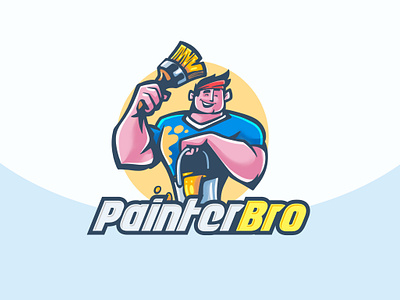 Painter Bro - Cartoon Mascot Logo bro brush cartoon character construction logo mascot mascot logo painting printer renovation