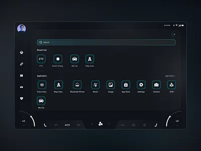 Next-Gen Dashboard: Quick access to recent Apps app app ui artificial intelligence automotive car car dashboard cluster dashboard design electric car futuristic design hmi hmi design innovation machine navigation product design startup tesla vehicle
