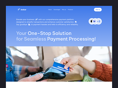 Webpage for payment platform blue branding card cta graphic design logo pay payment platform processing ui visual web