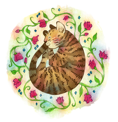 Theon the Cat illustration watercolor