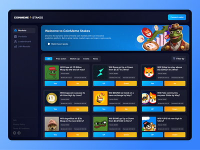 Web3 Prediction Platform Dashboard Design UI/UX dashboard ui dashboard ux meme coin product design ui ui design uidesign user interface design web 3 web 3 dashboard web 3 ui web 3 uiux web 3.0 web app web application web platform