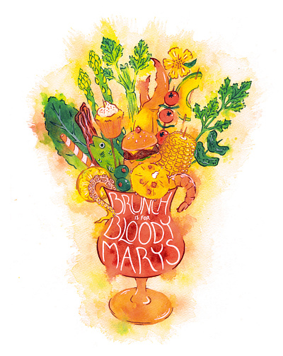 Epic Bloody Mary illustration watercolor