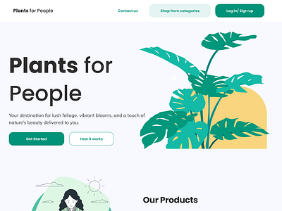 Plants for People (website landing page design) app design design figma landing page typography uiux design uxui webpage designing website design