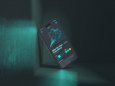 Futuristic Nike Store application app cyan future futuristic interface minimal mobile neon nike shoes store ui
