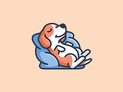 Relaxing Dog Logo beagle dog beagle logo brand branding cartoon logo cute logo dog logo funny dog logo funny logo identity illustrative logo laying down lazy dog logo mascot logo pet logo playful logo relaxing logo sleeping dog logo weekend