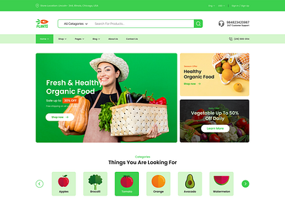 Grocery Shop Landing Page Design business desgin ecommerce web design food desgin grocery shop web healthy shop web shop website ui design