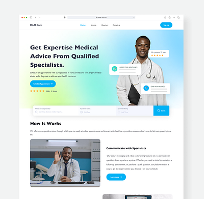 Healthcare Booking System: Landing Page 3d animation branding design graphic design illustration logo motion graphics product design ui vector