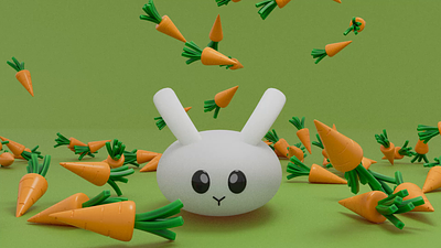 Bunny and carrots 3d 3d model 3d modeling animal animation bunny carrot character cute design design for social media illustration mascot minimal motion graphics pet rabbit