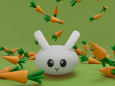 Bunny and carrots 3d 3d model 3d modeling animal animation bunny carrot character cute design design for social media illustration mascot minimal motion graphics pet rabbit