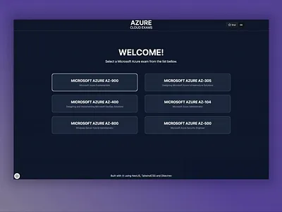 Azure Cloud Exams: A Community-Driven Open Source Project animation application azure branding challenge cloud community design exams github logo nextjs open source quiz react tailwind ui ux web app web dev