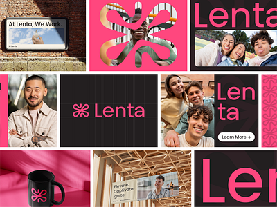 Lenta - Visual Identity brand brand design branding design graphic design illustration logo minimalist modern pink tech vector