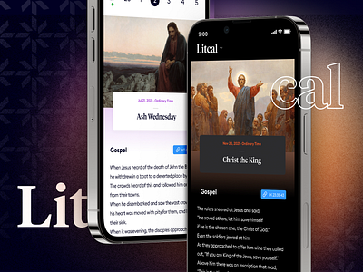 Litcal App & Brand app brand gradient liturgical calendar logo pattern ui ux