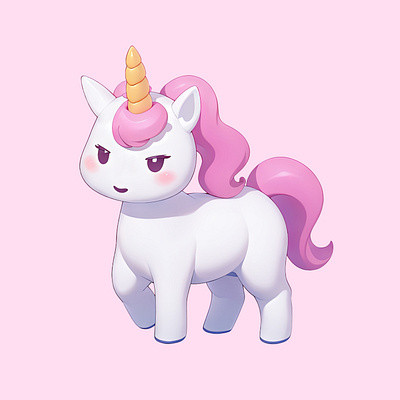 Cute Unicorn Cartoon Illustration 3d cartoon cute icon illustration pastel pink rendering unicorn