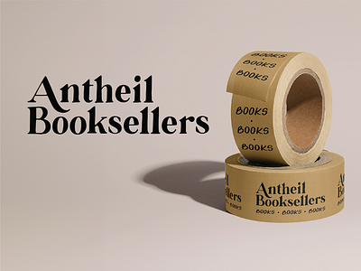 Logo Design - Antheil Booksellers book shop logo books bookseller logo brand design brand identity branding friendly logo graphic design hand lettered logo logo design logotype packaging packaging design packing tape serif font small business logo visual design visual identity