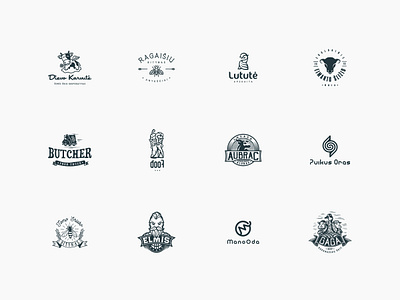Logo set 2015-2019 bold branding cartoon design draw logo graphic design grunge illustration logo personality symbol typography