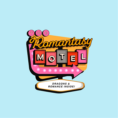 The Romantasy Motel books graphic design illustration libraries logo retro design sticker design