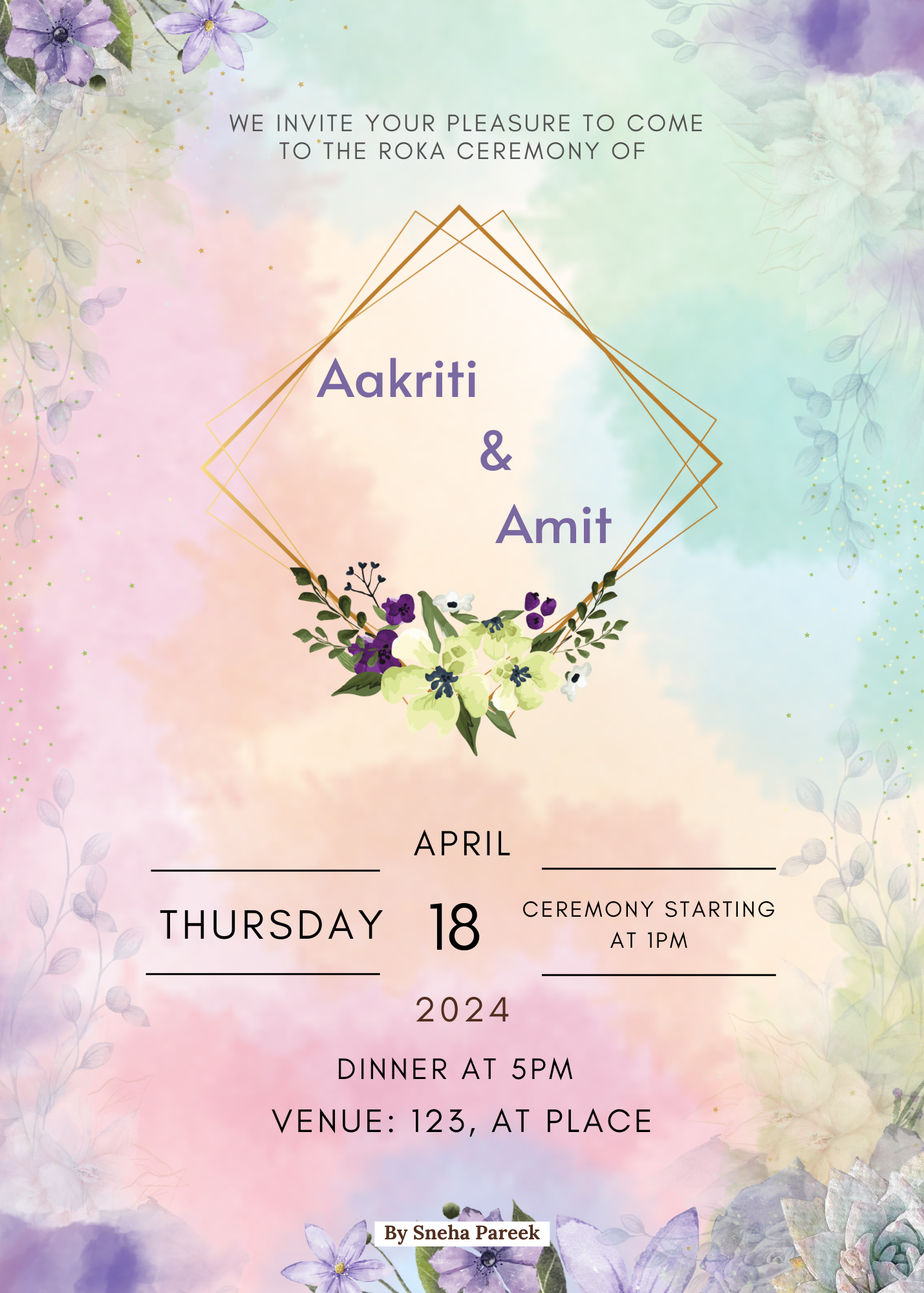 Roka ceremony Invitation card card design designing graphic design invitation invitation card roka ceremony work