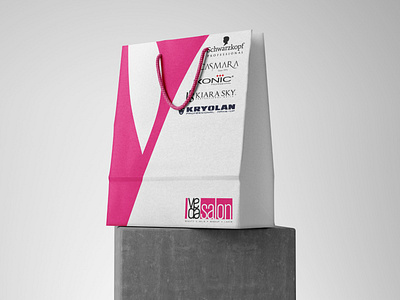 Paper Bag design for Veda Hair Saloon branding graphic design