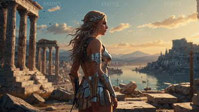 Greek Warrior Princess 2 ancient animation anime architecture armour artwork character design design digital art fan art fantasy fantasy art graphic design illustration princess rpg sculptures warrior