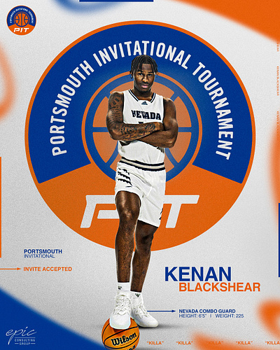 Kenan Blackshear Graphic - PIT Announcement basketball blackshear draft graphic design hoops kenan nba ncaa nevada pit portsmouth sports sports design virginia
