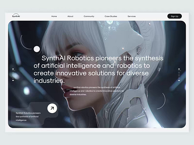 SynthAI - AI Website Landing Page design ai ai service langing page animation artificial intelligence clean company website concept design framer home page landing page minimal motion graphics saas trending ui ui ux userexperience webflow