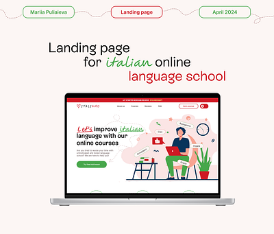 Landing page for online Italian language school education grid landing online school palette school ui uiux ux webdesign