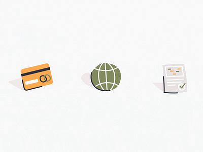 Animated Icons animation credit card documents finance frame by frame globe icons illustration illustrator paper simple ui vector