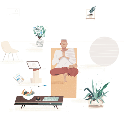 Yoga animation breath calm candle character character design happy illustration illustrator loop plants relax simple vector yoga