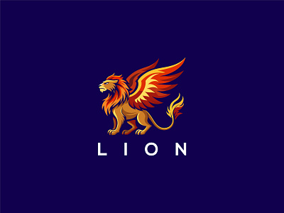 Lion Wings Logo animal beast colorfull lion creature fantasy gaming logo illustration lion attack lion head lion logo lion wing logo lion wings lions lions logo majestic strength top lion warrior lion wing lion logo wings lion