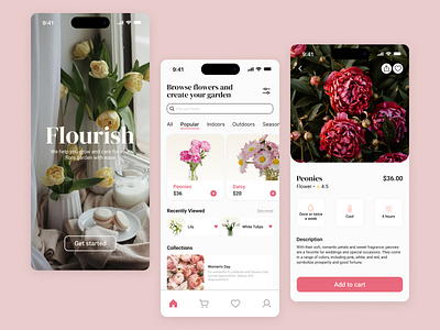 Flourish - Browse Flower App app browse flowers design flora shop flower shop mobile ui
