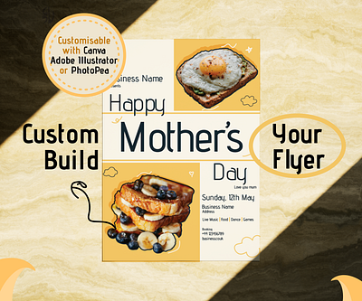 Mother's Day Brunch flyer Template adobe illustrator branding brunch brunch menu canva design digital flyer digital template editable template food menu graphic design mothers day online template social media post template