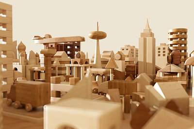 3D City Modeling | Urban scene construction 3d branding illustration