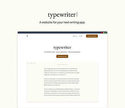 typewriter: A website for your next writing app app ui website writing