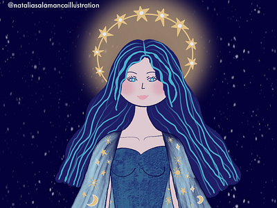 Celestial Queen celestial art character design digital drawing drawing illustration night procreate procreate app stars