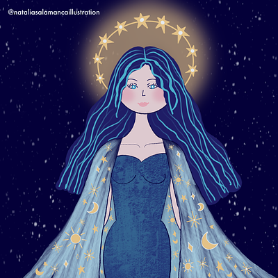 Celestial Queen celestial art character design digital drawing drawing illustration night procreate procreate app stars