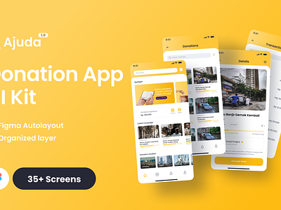 Ajuda 1.0 - Donation App UI Kit app design design design kit human computer interaction indonesia mobile app design mobile design template design ui ui kit uidesign uiux uiux design user interface ux ux design