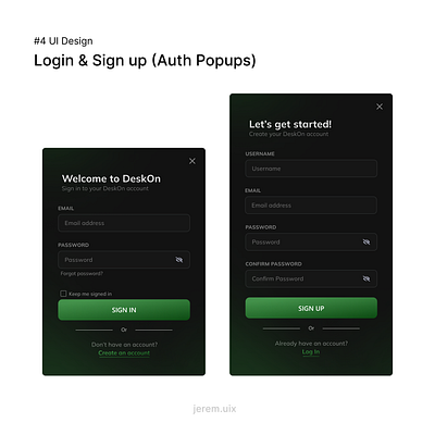 Login & Signup Popups - UX/UI Design app design figma graphic design ui ui design ux ux design web design