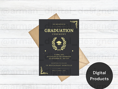 Graduation Completed party Canva Template branding canva graphic design invitation card opening card wedding card