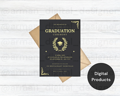 Graduation Completed party Canva Template branding canva graphic design invitation card opening card wedding card