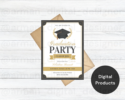 Graduation party with attractive invitation branding canva design invitation card opening card wedding card