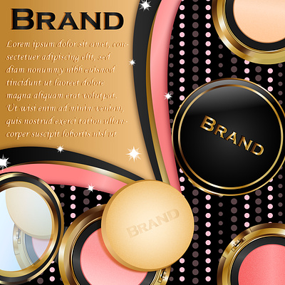 Makeup Brand Promotional Template for Social Media beauty brand beauty brand advertisement black and gold branding compact face powder cosmetic product graphic design illustration instagram post makeup brand pakaging design powder case product mockup promotional template social media post ui