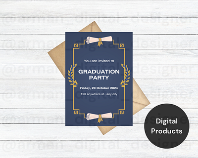 Graduation Party Canva template. branding canva design graphic design invitation card logo opening card wedding card
