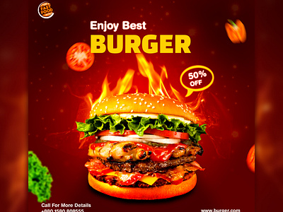 Social Media Post Design - Burger adobeillustrator adobephotoshop animationstudio creativeagency creativedesign designportfolio digitalart freelancedesigner graphic design illustration motion graphics packagingdesign posterdesign printdesign typography visualidentity