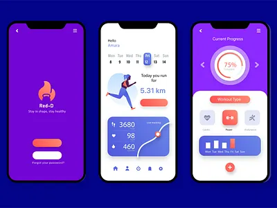 RED-D Conceptual Fitness adobe xd app design conceptual figma mobile app ui user interface ux wireframing