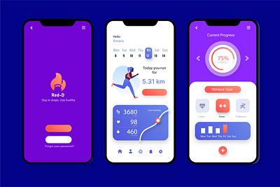 RED-D Conceptual Fitness adobe xd app design conceptual figma mobile app ui user interface ux wireframing