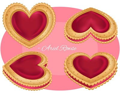 Heart Shaped Jam Filled Cookies - Perfect for Valentine`s Day bakery branding cookies design desserts graphic design heart shaped illustration jam filled pakaging illustration sweets ui valentines day vector