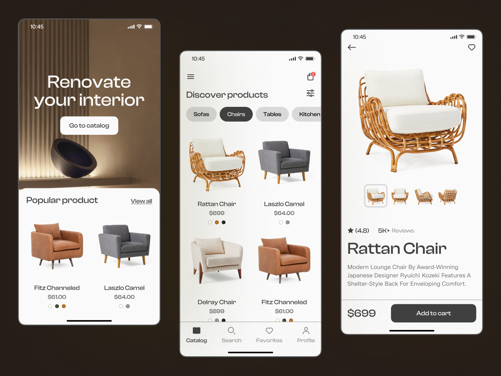 Furniture - Ecommerce app UI 3d animation app design branding graphic design interface logo mobile design motion graphics product design ui ui design ux design