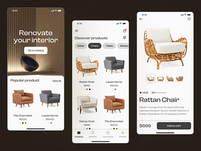 Furniture - Ecommerce app UI 3d animation app design branding graphic design interface logo mobile design motion graphics product design ui ui design ux design