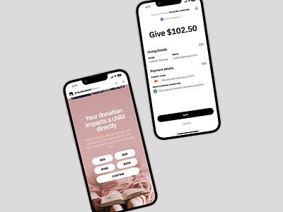 Donation Giving bank banking chldren community credit donate donation finance give giving help mobile money pay payment support ui ux web